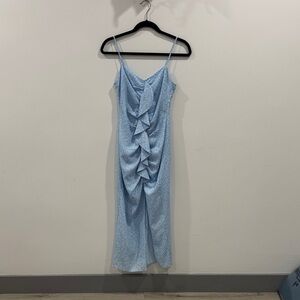 Likely Light Blue Ruffle Midi Dress size o